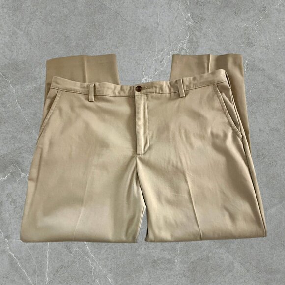 Dockers Classic Fit Khaki Tan Mens Straight Fit Flat Front Casual Straight Pants - Picture 4 of 10